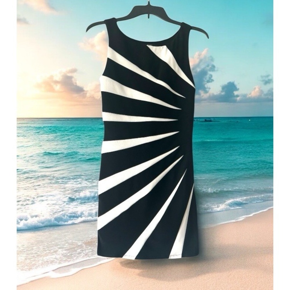 YTK 1990s Retro Dress Size Small Sheath Sleeveless‎ Black White Beautiful Dress